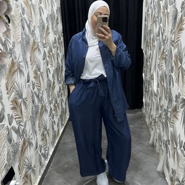 قميص طويل + بنطال واسع يعطيك ستايل شيك في ثواني 😍
